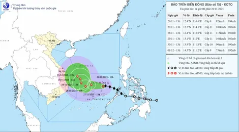 Bão số 15 di chuyển chậm, cách đảo Song Tử Tây khoảng 280 km