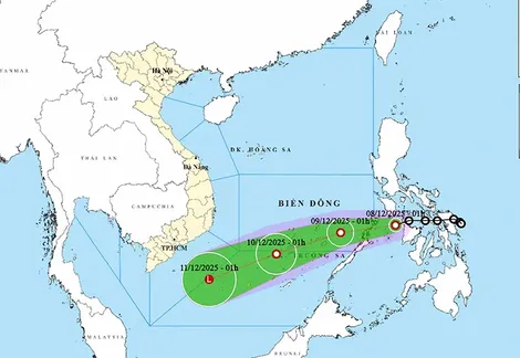 Áp thấp tiến vào Biển Đông, gió mạnh gây biển động trên diện rộng
