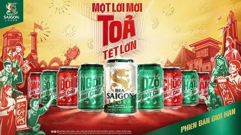 Bia Saigon đưa những lời mời Tết quen thuộc vào bộ sưu tập giới hạn, truyền tải tinh thần "tỏa Tết lớn"
