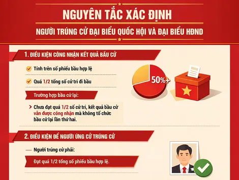 [INFOGRAPHICS] Nguyên tắc xác định người trúng cử đại biểu Quốc hội và đại biểu HĐND