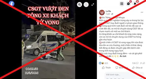 Thông tin “CSGT truy đuổi gây tai nạn ở Sóc Trăng” trên mạng xã hội là sai sự thật
