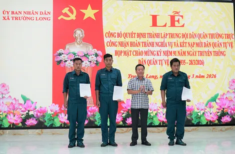 100% xã, phường thành lập Trung đội Dân quân thường trực