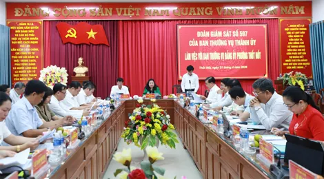 Đoàn Giám sát số 597 của Ban Thường vụ Thành ủy Cần Thơ​ làm việc với Ban Thường vụ Đảng ủy phường Thốt Nốt và phường Trung Nhứt