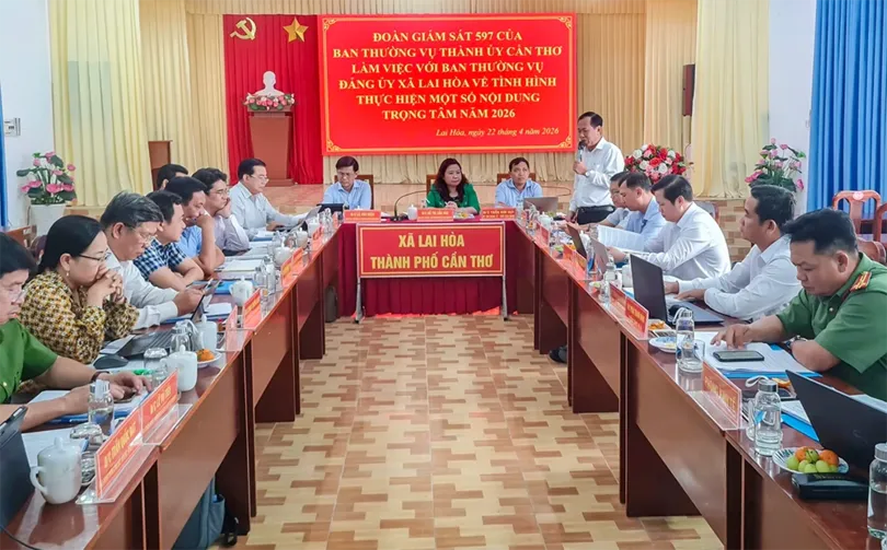 Đoàn Giám sát số 597 của Ban Thường vụ Thành ủy Cần Thơ làm việc tại xã Lai Hòa và phường Vĩnh Phước